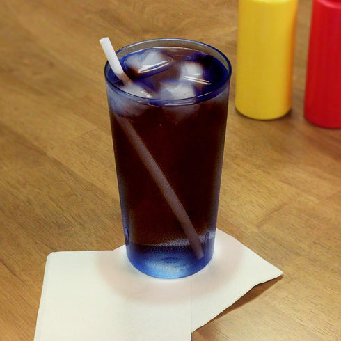 32 oz. (Ounce) Restaurant Tumbler Beverage Cup, Stackable Cups, Break-Resistant Commerical Plastic, Set of 4 - Blue...
