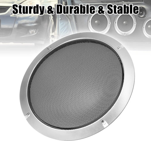 X AUTOHAUX 8" Speaker Grille Cover Mesh Trim Round Subwoofer Grille Horn Protective Guard Silver Tone Car Auto Stereo Accessories...