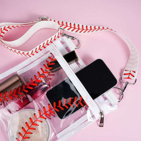Sanwuta Baseball Clear Stadium Approved Crossbody Purse Bag with Adjustable Shoulder Strap Transparent Purse Handbags for Women Men Concerts Sport...