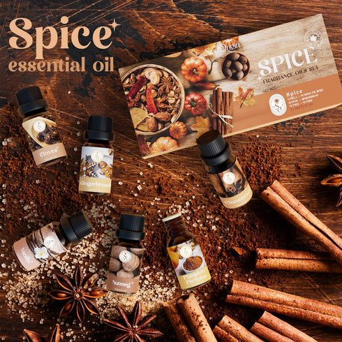 Autumn Spice Essential Oils Set, Fragrance Oil Gift Set for Oil Diffusers, Scented Oils for Soap Candle Making 6x10ml - Cinnamon, Nutmeg, Vanilla,...