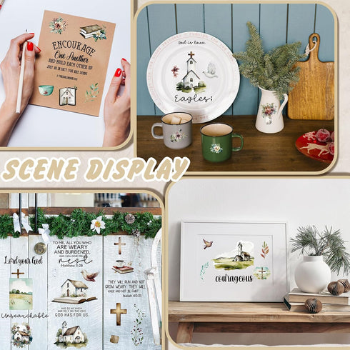 Dispowreath 16 Sheets Christian Rub on Transfer Stickers Scrapbook Stickers Bible Verse Transfers for Crafts Inspirational Religious Rub for Journ...