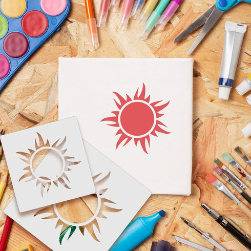 8 PCS Sun Stencil, 8 Sizes Reusable Sun Template for Painting Boho Sun Stencil Decoration Sun Paint Stencils for Wood Floor Wall DIY Art Crafts Pr...