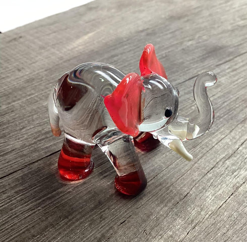 Garden Deco Glow in The Dark Brown Elephant Hand Blown Art Glass Figurine Ornament Sculpture...