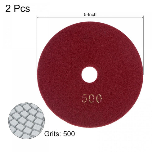 uxcell Diamond Polishing Pad 5-Inch 500 Grits Wet/Dry Grinding for Stone Concrete Marble Countertop Floor 2pcs...