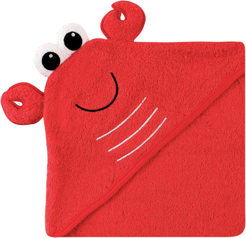 Luvable Friends Unisex Baby Cotton Animal Face Hooded Towel, Lobster, One Size...