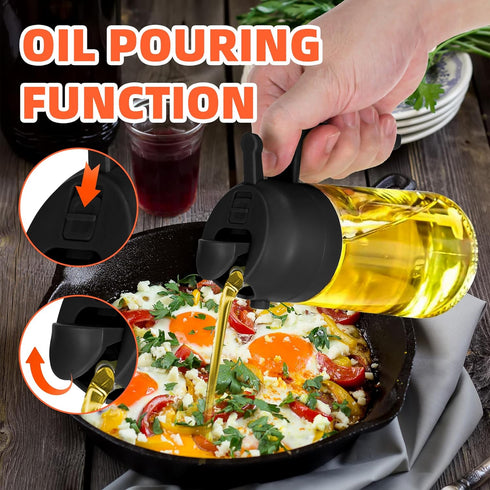 16oz Oil Dispenser Bottle for Kitchen - 2 in 1 Olive Oil Dispenser and Oil Sprayer - 470ml Olive Oil Bottle - Oil Sprayer for Cooking, Kitchen, Sa...