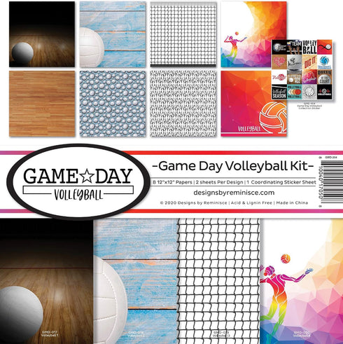 Reminisce Game Day Volleyball Scrapbook Collection Kit Paper Crafts, Multi Color Palette 12x12 inches...