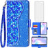 Asuwish Phone Case for Xiaomi Redmi 9A Redme 9i Wallet Cover with Tempered Glass Screen Protector and Wrist Strap Flip Card Holder Bling Glitter S...