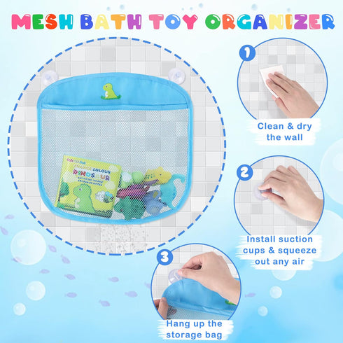 Light Up Bath Toys for Toddlers Kids Baby Boys, No Hole Dinosaur Bath Toys with Bath Book & Organizer, Led Light Bath Time Water Toys for Bath Tub...