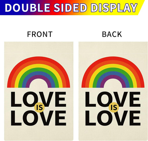Love is Love Rainbow Pride Garden Flag Double Sided, LGBTQ Garden Flag Yard Flag for Outdoor Decoration 12x18 Inch...