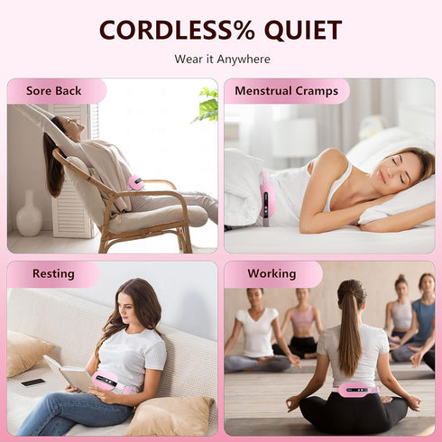Portable Cordless Heating Pad, Heating Pad for Back Pain with 3 Heat Levels & 3 Vibration Massage Modes, Portable Electric Fast Heating Belly Wrap...