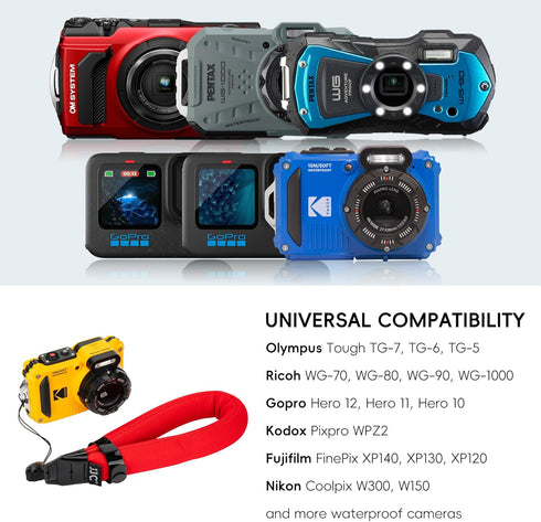 JJC Waterproof Camera Floating Wrist Strap for Olympus Tough TG-7 TG-6 TG-5 Kodak Pixpro WPZ2 Pentax WG-90 Fujifilm FinePix XP140 XP130 Nikon Cool...