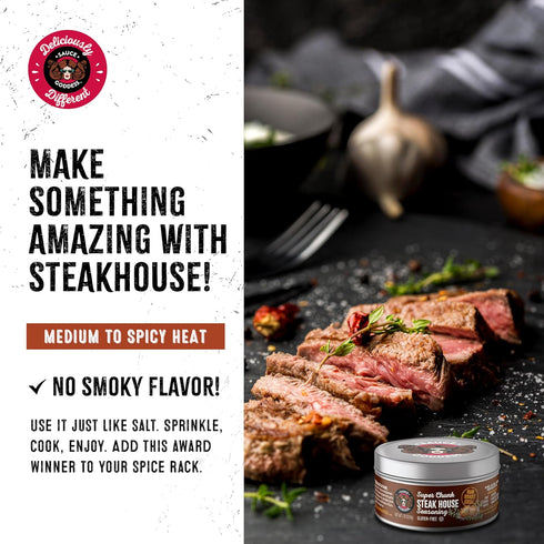 Sauce Goddess Super Chunk Steakhouse Spices and Seasonings - Steak Seasoning Solution for Meat, Chops, and More – No Sugar, No Additives, Vegan Fr...