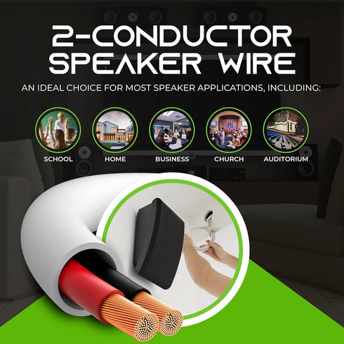 GearIT 14/2 Speaker Wire (20 Feet) 14AWG Gauge - Fire Safety in Wall Rated Audio Speaker Wire Cable / CL2 Rated / 2 Conductors - OFC Oxygen-Free C...