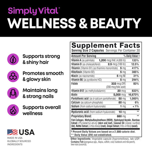 Biotin Vitamins for Hair, Skin & Nails - Biotin 5000mcg, Keratin & Collagen - Hair Supplement for Women & Men with Marine Collagen Peptides & B Co...