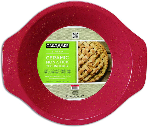 casaWare Ceramic Coated NonStick 9-Inch Pie Pan (Red Granite)...
