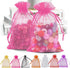ANZNKU 50 Pack Organza Bags 4 x 6 inch Premium Sheer Drawstring Organza Bags for Candy Jewelry Party Wedding Christmas Favor Gift Bag (Pink)...