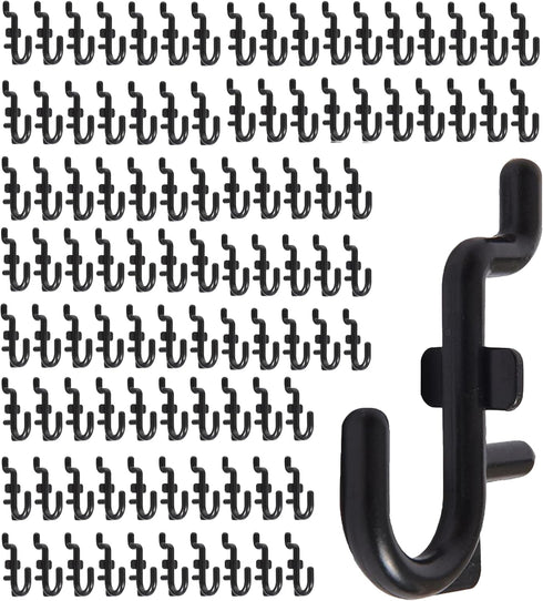100-Pack Jewelry Tower Black J-Shaped Peg Hooks for 1/4 Inch Pegboard Hole Size - Pegboard Hooks for Jewelry Garage Tools Organizer Storage - Pegb...