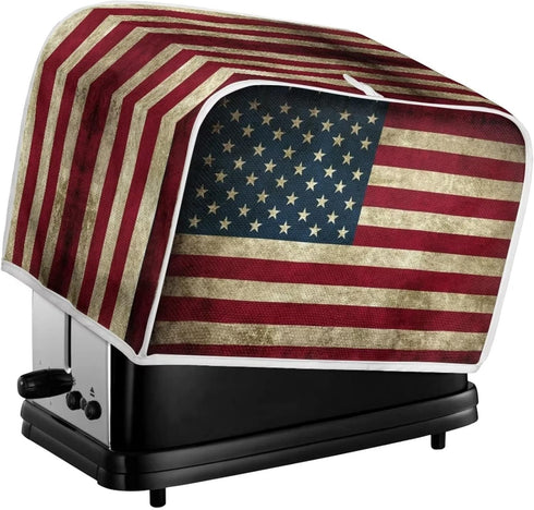 Mumeson American Flag Print Toaster Cover 4 Slice Toaster Bread Maker Dustproof Covers Stain Resistant Toaster Covers Bakeware Protection Decor Bl...