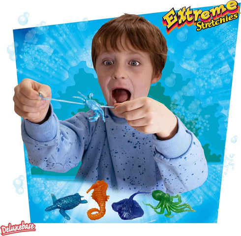 Extreme Stretchies - Reef from Deluxebase. Pack of 4 Small Sea Life Animal Stretchy Toys. Perfect for kids, great party favors and pinata stuffers...