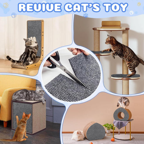 Cat Carpet Protector 47.2"x15.8",Stick on Floor and Wall Cat Scratch Pad Rug for Indoor Litter Mat,Trimmable Self-Adhesive Cat Scratching Furnitur...