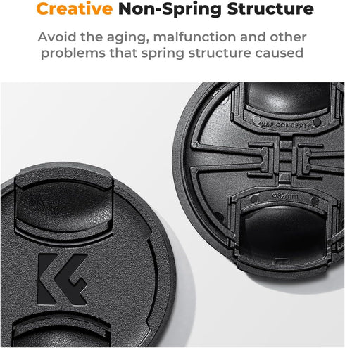 K&F Concept 67mm Lens Cap Cover, 4-in-1 Center Pinch Lens Cover + Anti-Loss Keeper Leash + Microfiber Cleaning Cloth Kits Compatible with Nikon, C...