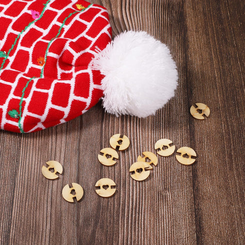 60pcs Pom Poms Buttons for Hats, Wooden Handmade Buttons Removable Love Button Crafts Faux Fur Pom Pom Fastener Holder Sewing Clothing Accessories...