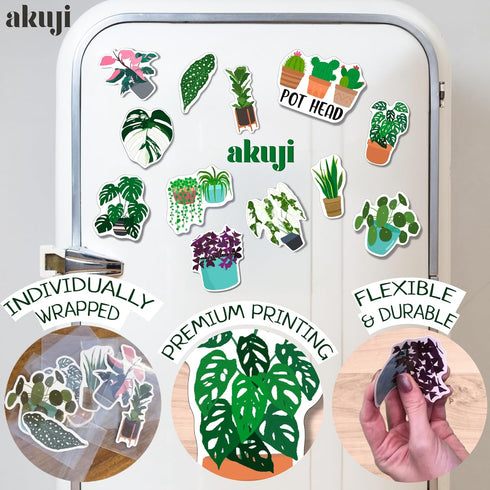 Plant Magnets for Fridge & Kitchen - Nature & Decor Potted Plants | Refrigerator Magnet Accessories & Gifts for Plant Lovers - Monstera & Cactus A...