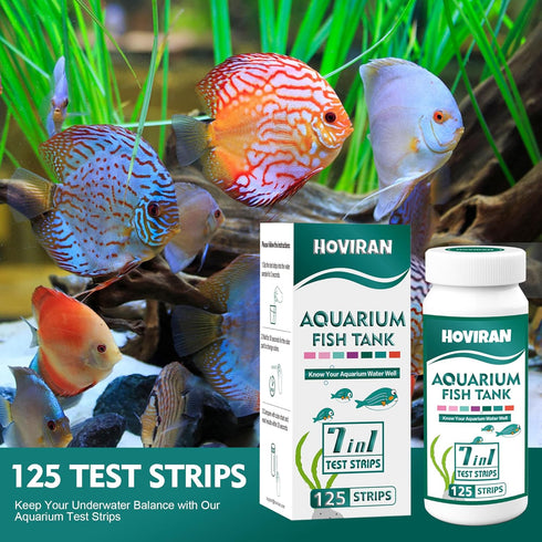 7 in 1 Aquarium Test Strips, 125 Count Fish Tank Test Strips for Freshwater Saltwater Pond, Water Testing Kit Aquarium for Chlorine, Total Hardnes...