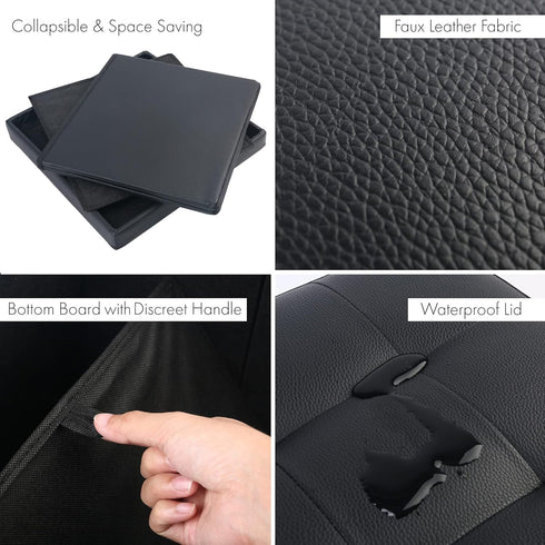 LotFancy Storage Ottoman, Foldable Foot Rest Stool, 13x12x12 Inches Small Leather Bench with Storage, Holds up to 260 lb, for Living Room, Bedroom...