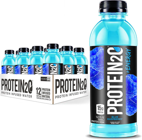 Protein2o 15g Whey Protein Infused Water Plus Energy, Blueberry Raspberry, 16.9 oz Bottle (Pack of 12)...