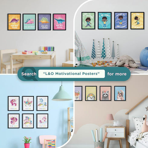 L&O Goods Inspirational Wall Art Decor Posters | Motivational & Positive Quotes & Sayings | Six 8 x 10 White Framed Prints Perfect Decorations For...