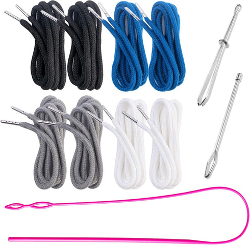 8 Pieces Drawstring Cords Replacement Drawstrings with Three Easy Threaders for Sweatpants Shorts Pants Jackets Coats (8 Pieces)...