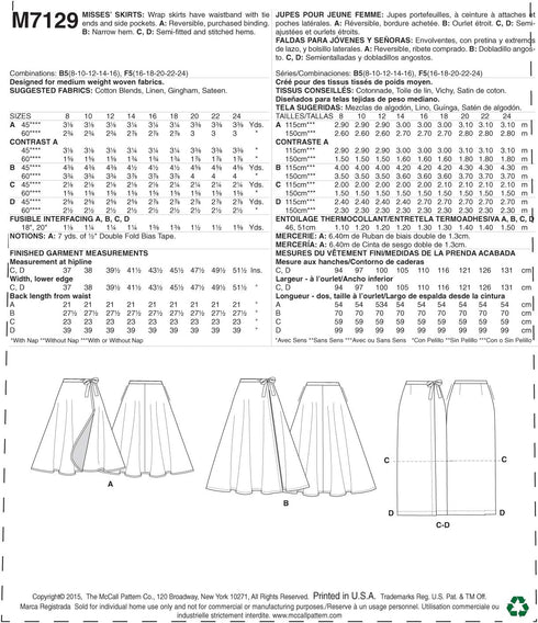 McCall's Patterns M7129 Misses' Skirts, Size B5 (8-10-12-14-16)...