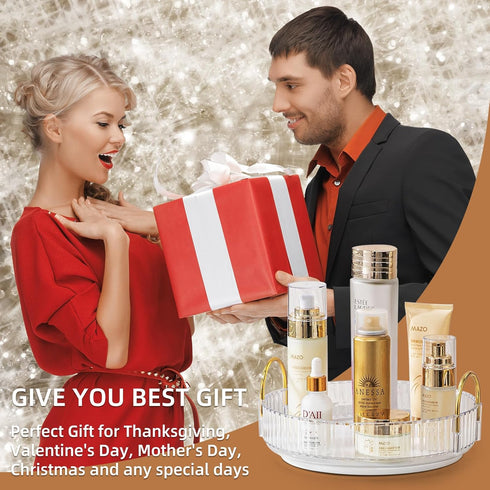 Makeup Organizer for Vanity, 360° Rotating Bathroom Organizer Countertop, High-Capacity Skincare Organizer, Spinning Cosmetics Organizer for Dress...