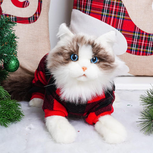 Pet Christmas Pajamas Red Black Buffalo Plaid Jumpsuit Dog Cat Soft Winter Clothes Puppy Doggie Checkered Sweater Apparel (Small)...