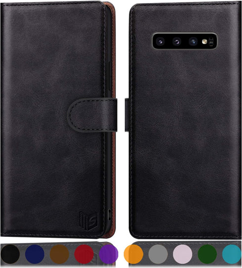 SUANPOT for Samsung Galaxy S10+ /S10 Plus 6.4 (Not Fit S10,S10e) Leather Wallet case for Men with RFID Blocking Credit Card Holder, Flip Folio Boo...