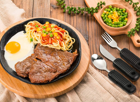 YPC Adaptive Utensils,Easy Grip Silverware,Built-Up Fork,Spoon and Rocker Knife for Adults,Elderly,Arthritis,Tremors and Parkinsons,3 Piece Set...