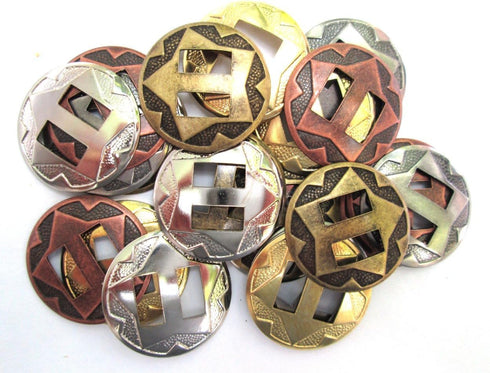 Conchos Mixed Finishes Western 1" Round Slotted; 25 Pieces...