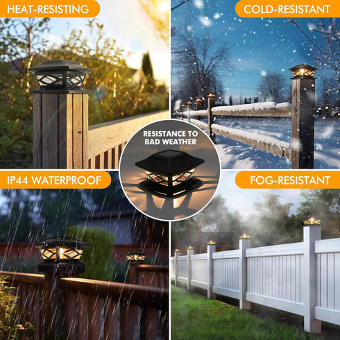 TWINSLUXES Solar Post Lights Outdoor 2 Modes Waterproof LED Solar Post Cap Lights for 3.5x3.5 4x4 5x5 and 6x6 Wooden&Vinyl Post,Fence Post Solar L...