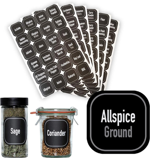 AllSpice 312 Preprinted Water Resistant Square Spice Jar Labels Set 2"...