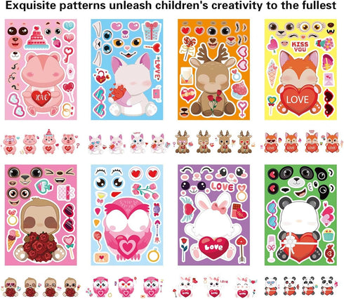 68Ft Heart Bulletin Board Decorations with 8pcs Animal Sticker+8pcs Cards, Red Pink Heart Rolled Border Trim for Party Classroom Chalkboard Wall D...