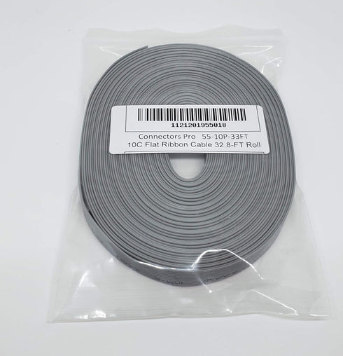 10P 10 Meters or 33 Feet Roll IDC Silver Flat Ribbon Cable for 2.54mm Connectors, 10 Wire, 10 Conductors,...
