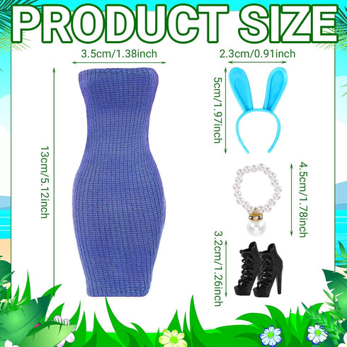 UPINS 6 Sets Doll Clothes Girls Doll Accessories for 11.5 Inch Doll Include Summer Dress Necklace headband Shoes Regular Outfit Doll Clothing Girl...