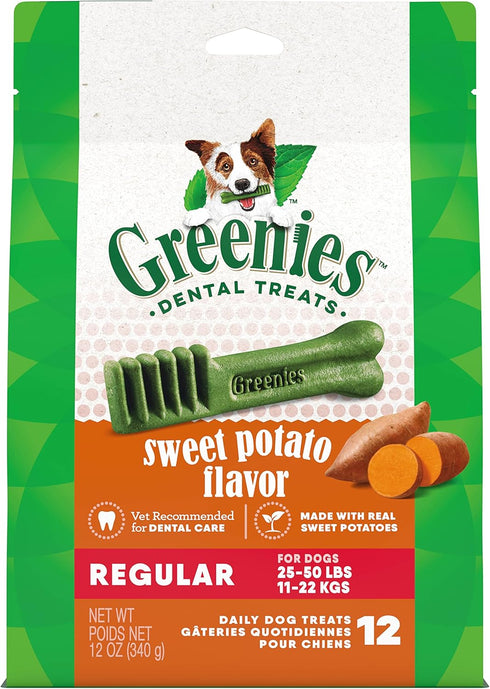 Greenies Regular Natural Dog Dental Treats, Sweet Potato Flavor, 12 oz. Pack (12 Treats)...