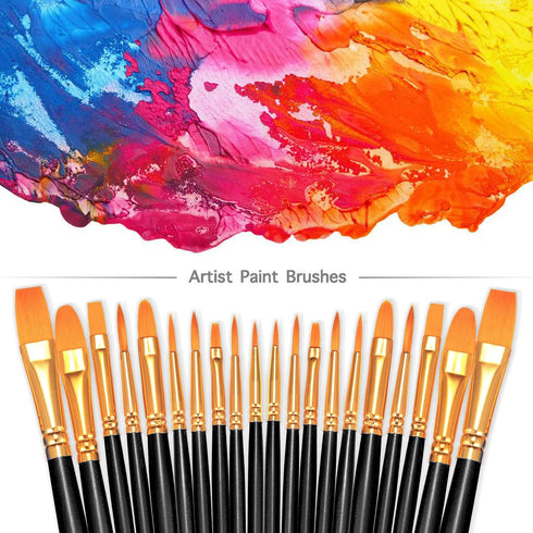 BOSOBO Paint Brushes Set, 2 Pack 20 Pcs Round Pointed Tip Nylon Hair Artist Acrylic Paint Brushes for Acrylic Oil Watercolor, Face Nail Art, Minia...