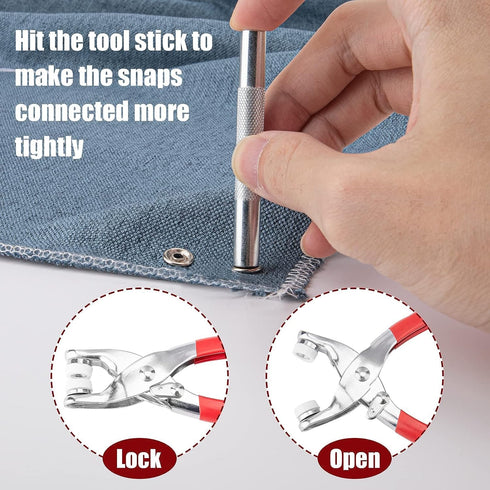 100 Sets 9.5mm Metal Snaps Buttons Tool Kit with Fastener Pliers Press Perfect for DIY Crafts Clothes Bibs Hats and Sewing,Snap Button Fasteners K...