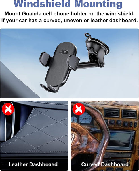 Universal Car Phone Holder Mount for Dashboard Windshield, Military Hands-Free Cell Phone Stand Automobile Cradles Truck Accessories Fit for All i...