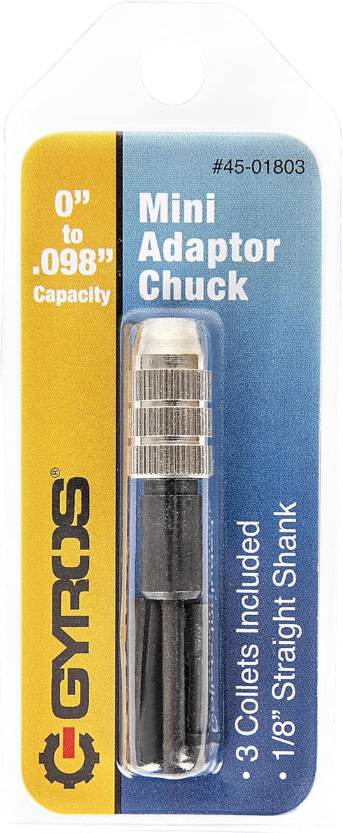 GYROS Keyless Mini Adapter Chuck, ? Inch Straight Shank with 3 Collets, Small Drill Bit Adapter Chuck sized 0 to 0.098 Inch for Micro Drill Bits #...