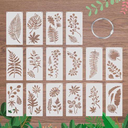 YOUYIDUN-16 Pcs Leaves Plants Stencils Templates for Painting, Reusable Leaf Plant Painting Templates Stencils for Painting Craft Drawing on Wood ...